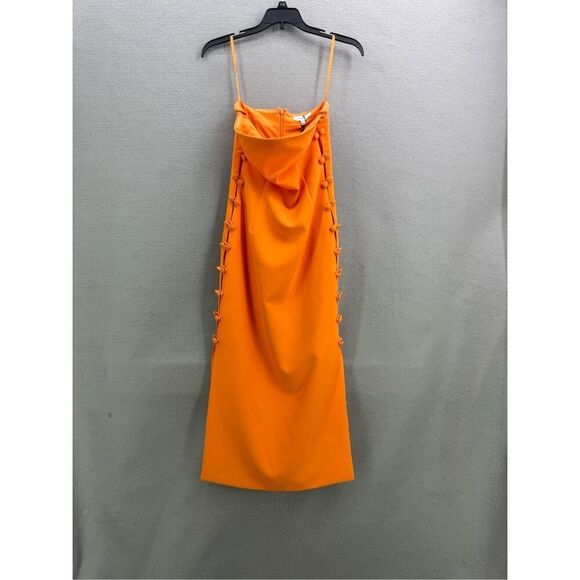 Gianni Bini x Caelynn Bell Womens Orange Crepe Cut Out Midi Dress Size 0 NWT - Picture 3 of 13